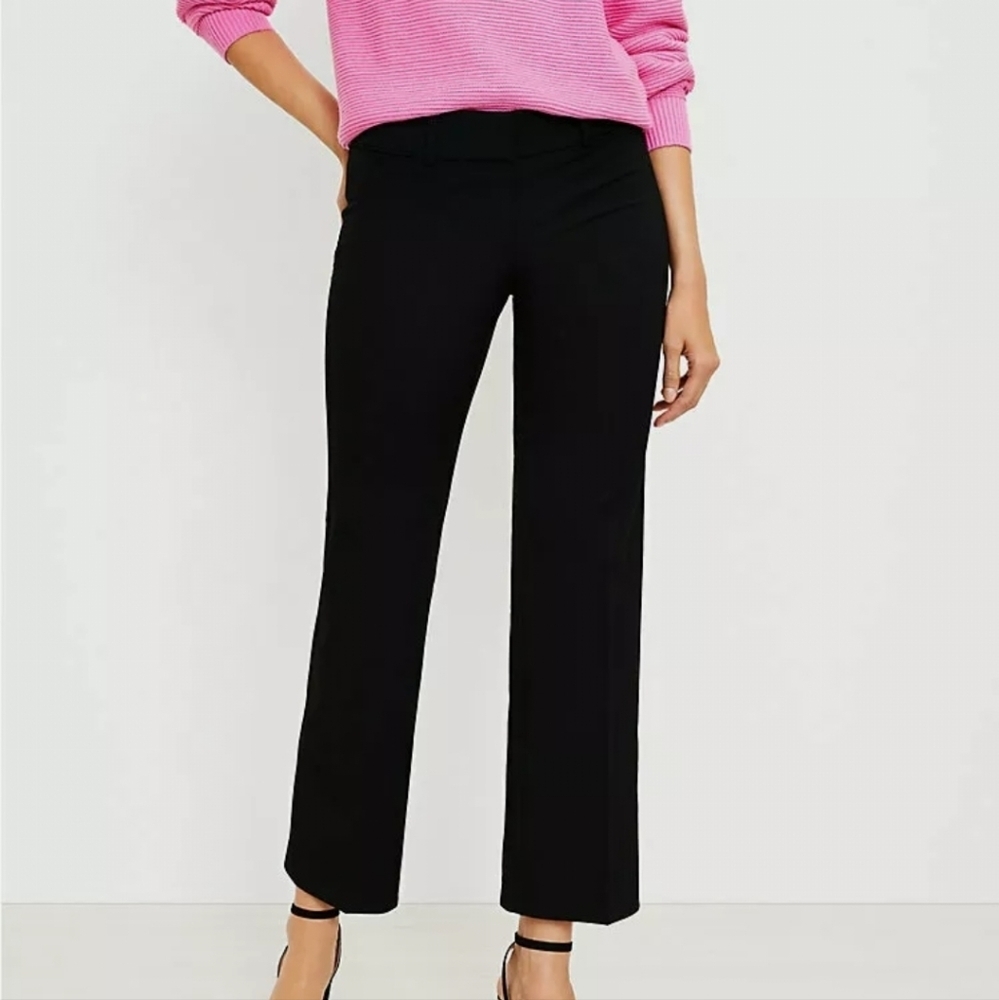 Ann Taylor Loft Women's Marisa Trousers Pants Black Wide Leg Size 0 NWT